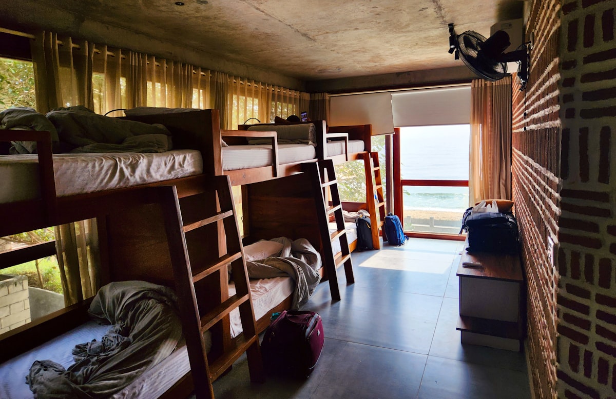 8 bed dormitory in Ostel.in Pondicherry (Auroville), Auroville Beach, Periyamudaliyar Chavadi, Puducherry, Tamil Nadu, India related to Cozy Up with Our Bunk Bed Coverlets