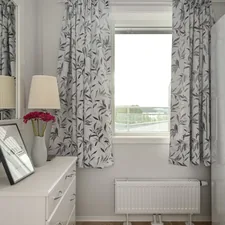 A bedroom with a bed, dresser, mirror and window related to Stunning Curtain Valance Ideas to Elevate Your Home Décor