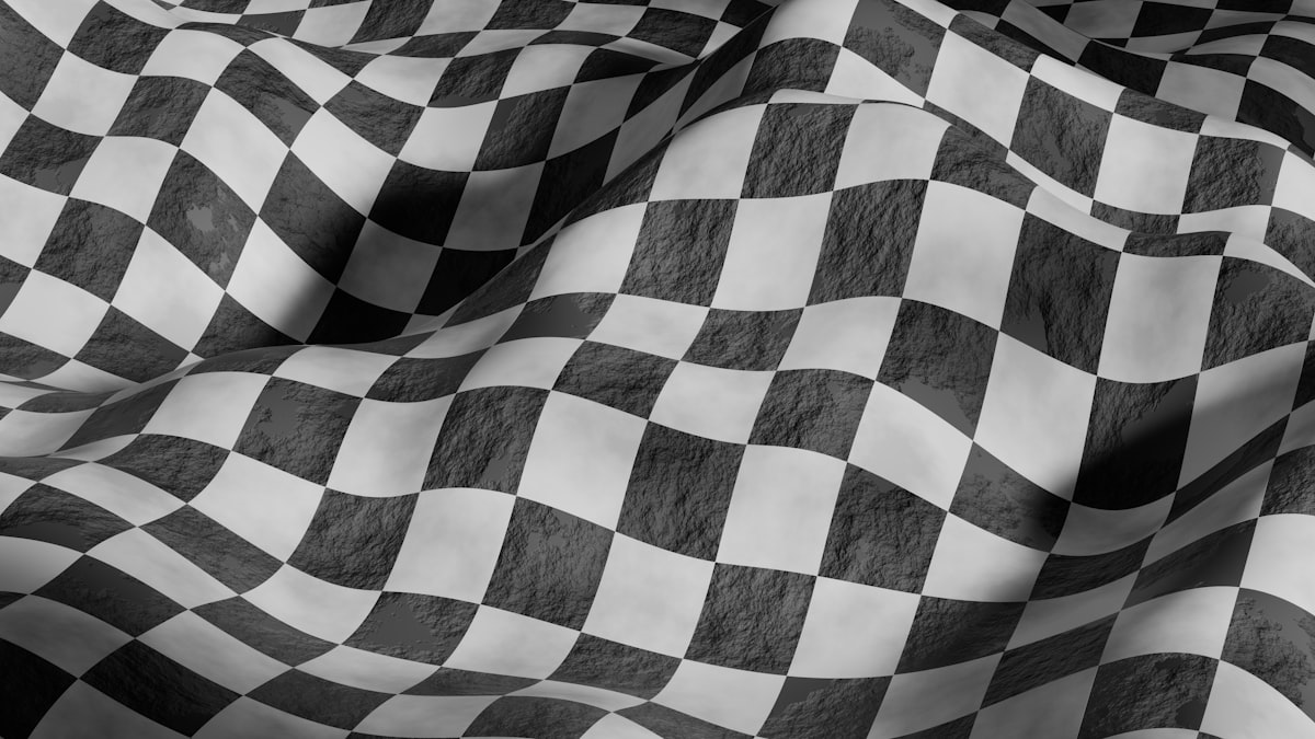 a black and white photo of a checkered fabric related to Black & White Checkered Valance