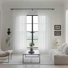 A close-up shot of EZcurtain Willow Embossed Sheer Curtains, revealing the delicate, textured pattern that adds an artistic touch to any space. EZcurtain drapes are not just a window treatment; they are a foundational piece that softens the natural light, provides a touch of privacy, and creates a beautifully balanced, tranquil atmosphere in the home. Thanks for using our photos! If you include a link to our website wherever you use them, it would be a huge help to us: ezcurtain.com. For more photos, please contact collab@ezcurtain.com related to Elevate Your Windows with Sheer Curtains and Valance