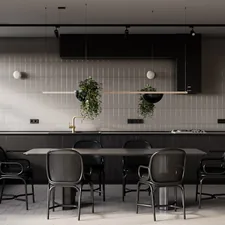 a dining room with a table and chairs related to Enhance Your Kitchen with Black Kitchen Valances