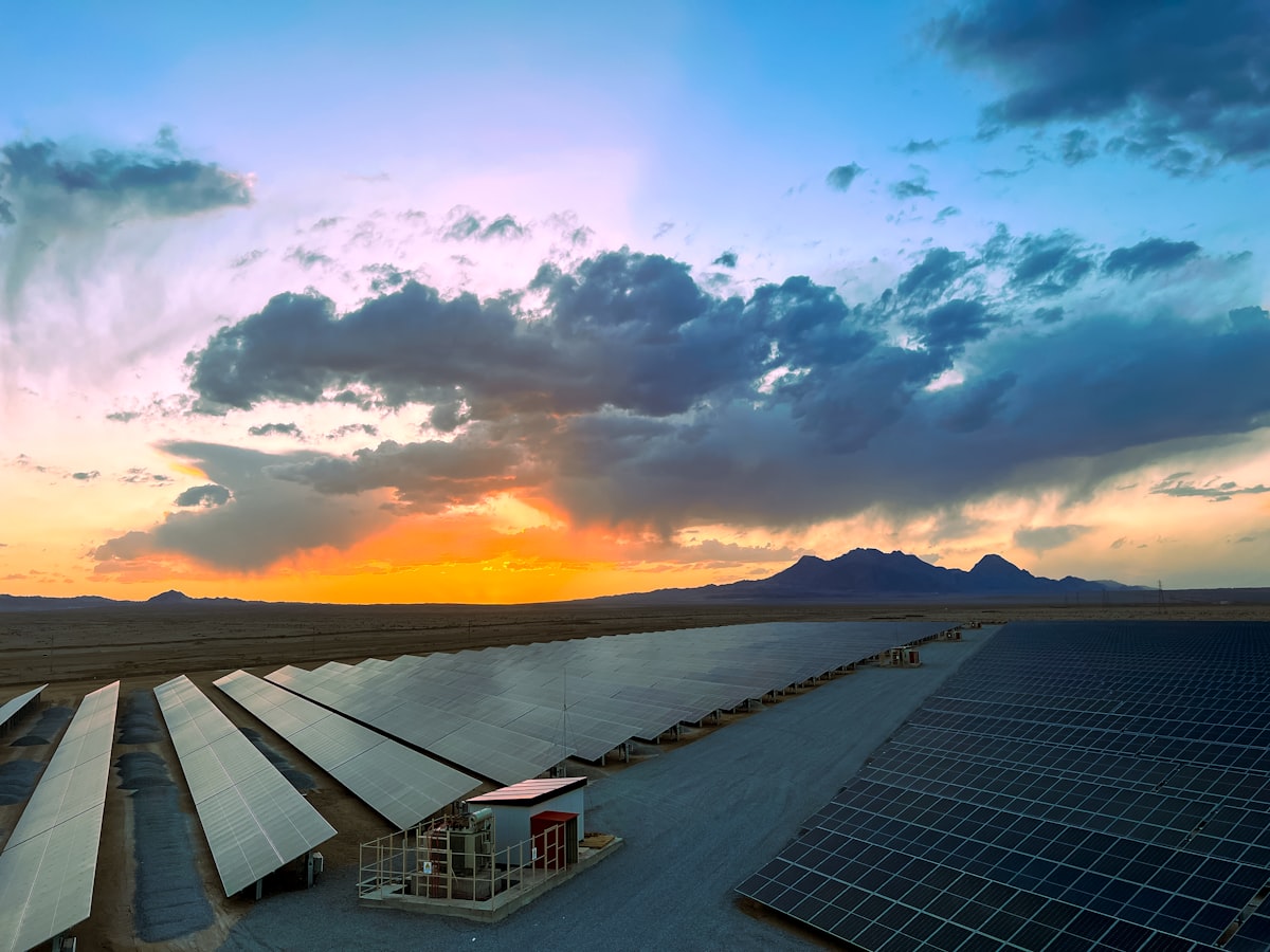a large array of solar panels in a desert related to Brighten Up Your Bedroom with Solar System Bedding