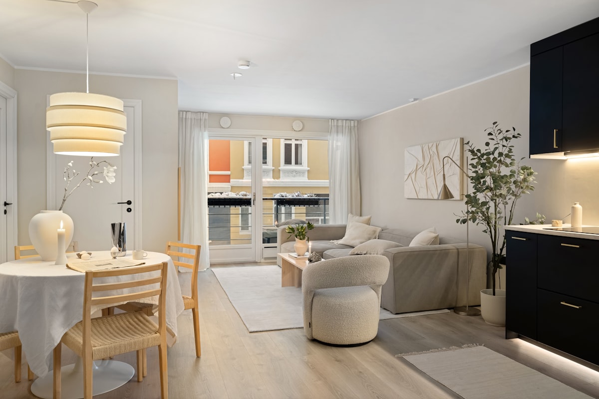 A living room filled with furniture and a dining room table related to The Ultimate Space Saver: Friheten Sofa Bed