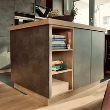 a living room with a couch and a book shelf related to Elevate Your Home Decor with a Sideboard with Sliding Doors