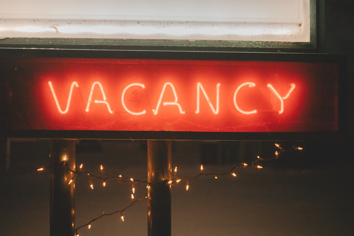 a neon sign that says vacancy on it related to Valances for Sale