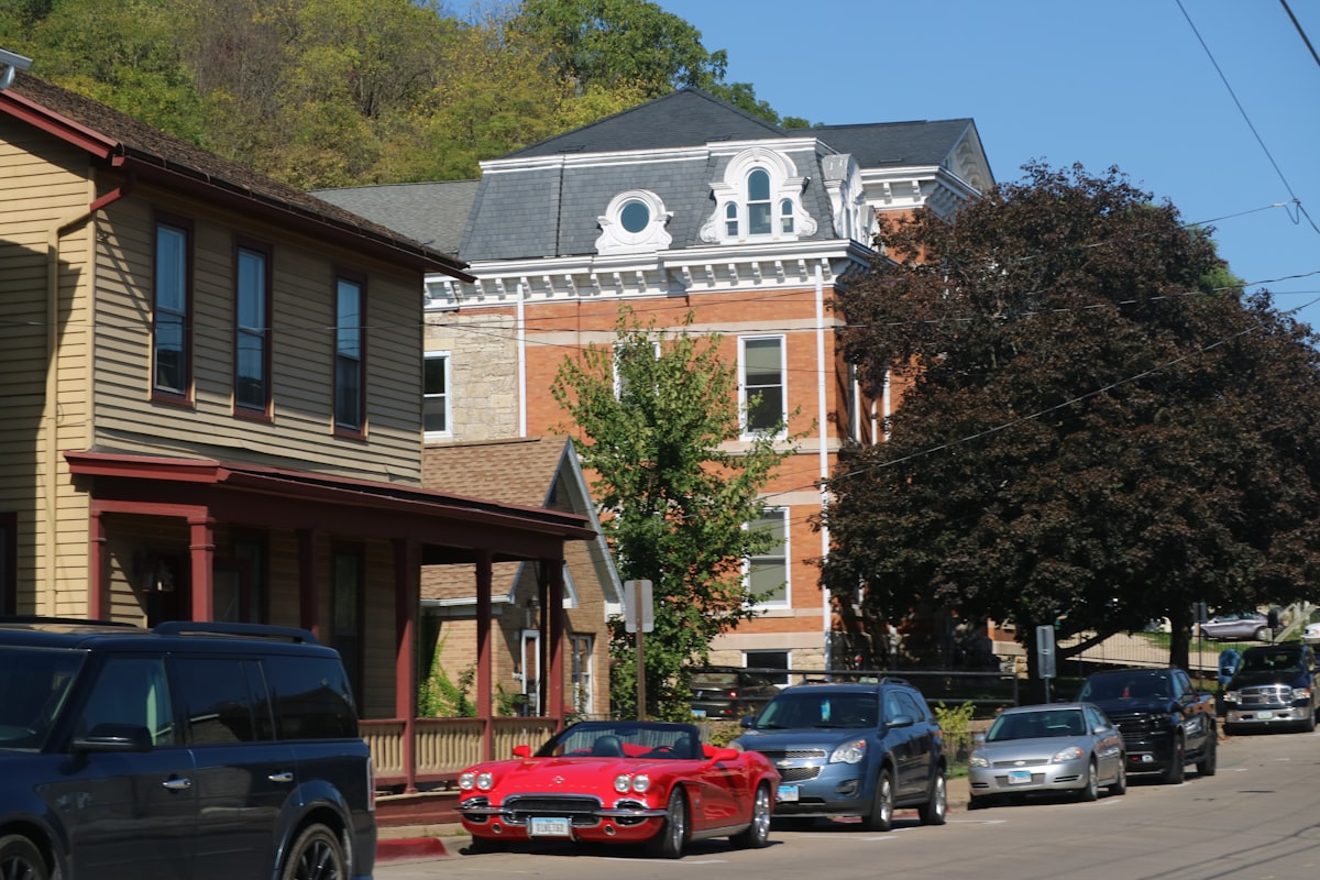 a row of cars parked on the side of a road related to Experience the Best of Bed and Breakfast Galena IL