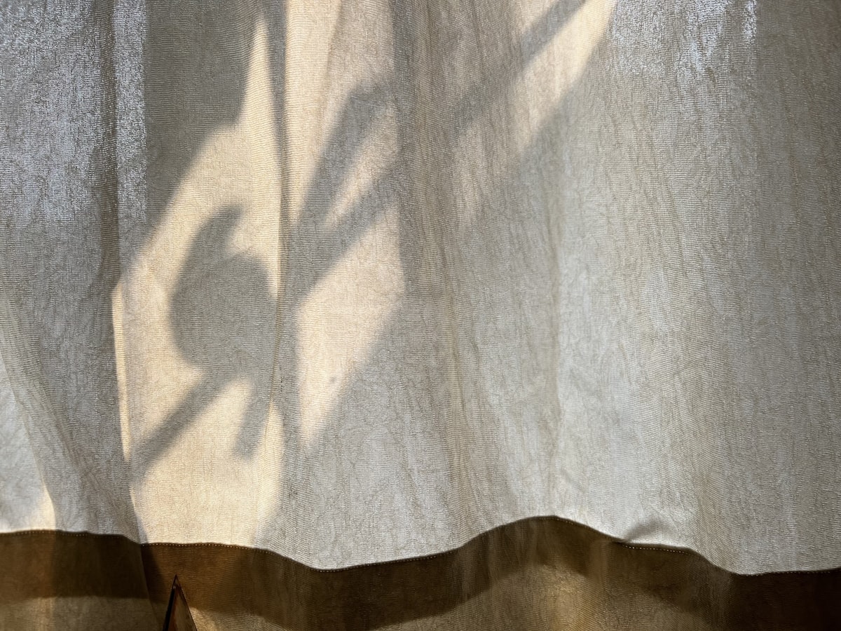 a shadow of a plant on a curtain related to Pinch Pleat Valances