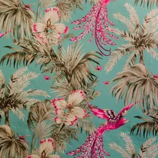 a wallpaper with pink and white flowers and palm trees related to Tropical Quilts & Coverlets