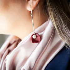 a woman with a stethoscope around her neck related to Pink Scarf Valance
