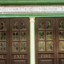 Amphitheatre & pit doors with stained glass related to Transforming First Impressions: Stunning Design Ideas for Entryway