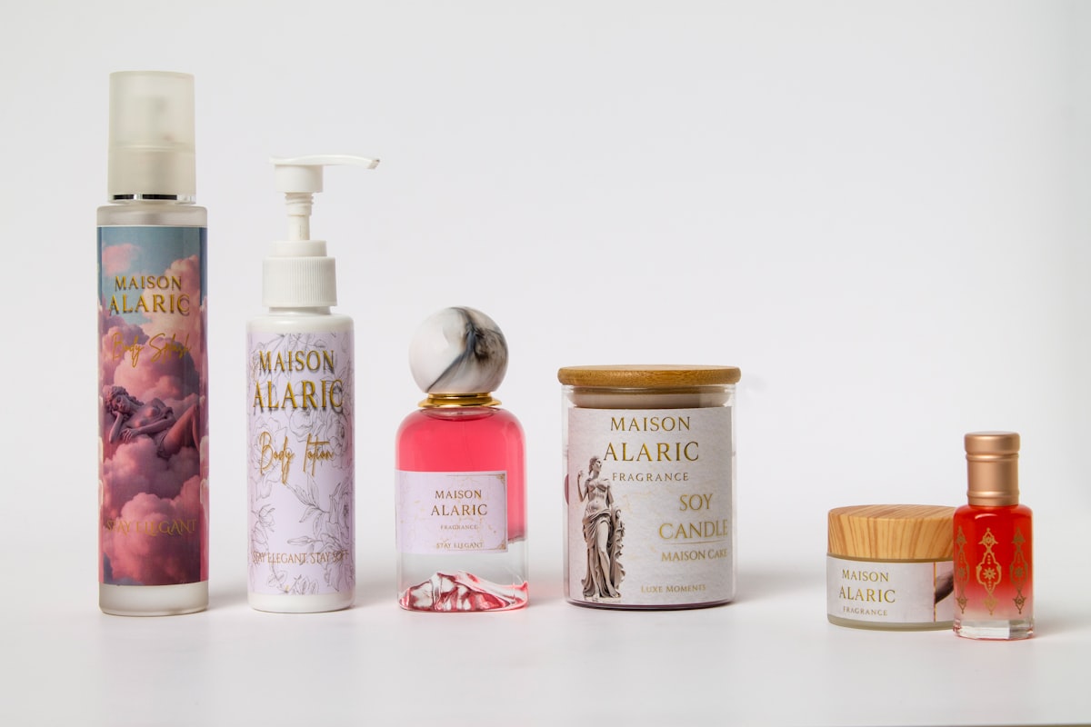 Assortment of maison alaric beauty products on a white background related to Exploring the Best of Bed Bath and Beyond in Coral Springs