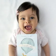 baby with 8 months old card related to Trunkful of Dreams: Unique Baby Elephant Crib Bedding