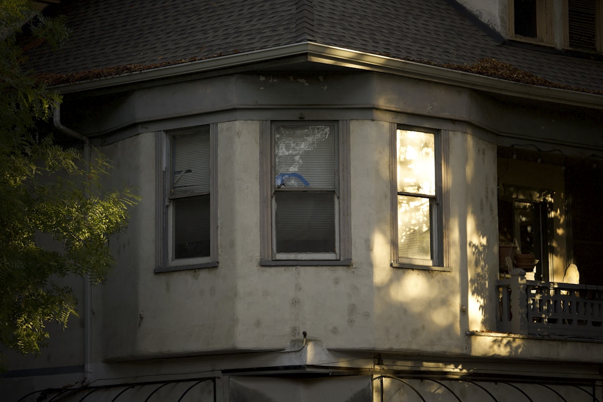 Bay window on an old house at sunset related to Bay Window Valance