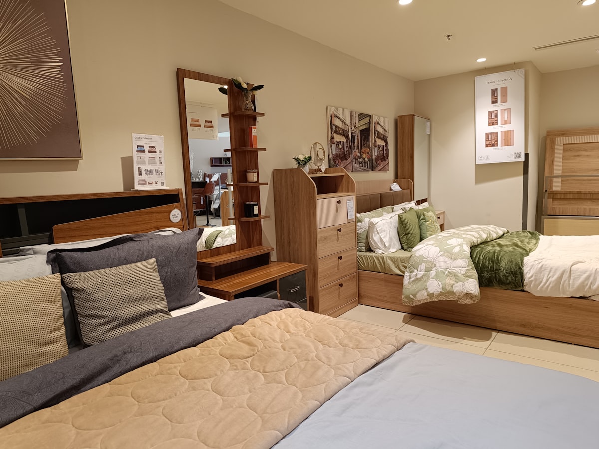 Bedroom furniture sets are displayed in a store. related to Find Your Dream Bed: Top Beds for Sale