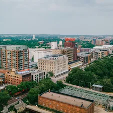 bird's eye view of high-rise buildings related to Discover the Charm of Bed and Breakfasts in Minneapolis