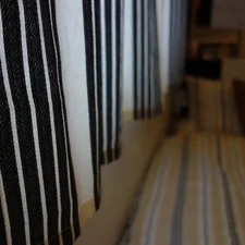 black and white striped textile related to Black Valance with Grommets