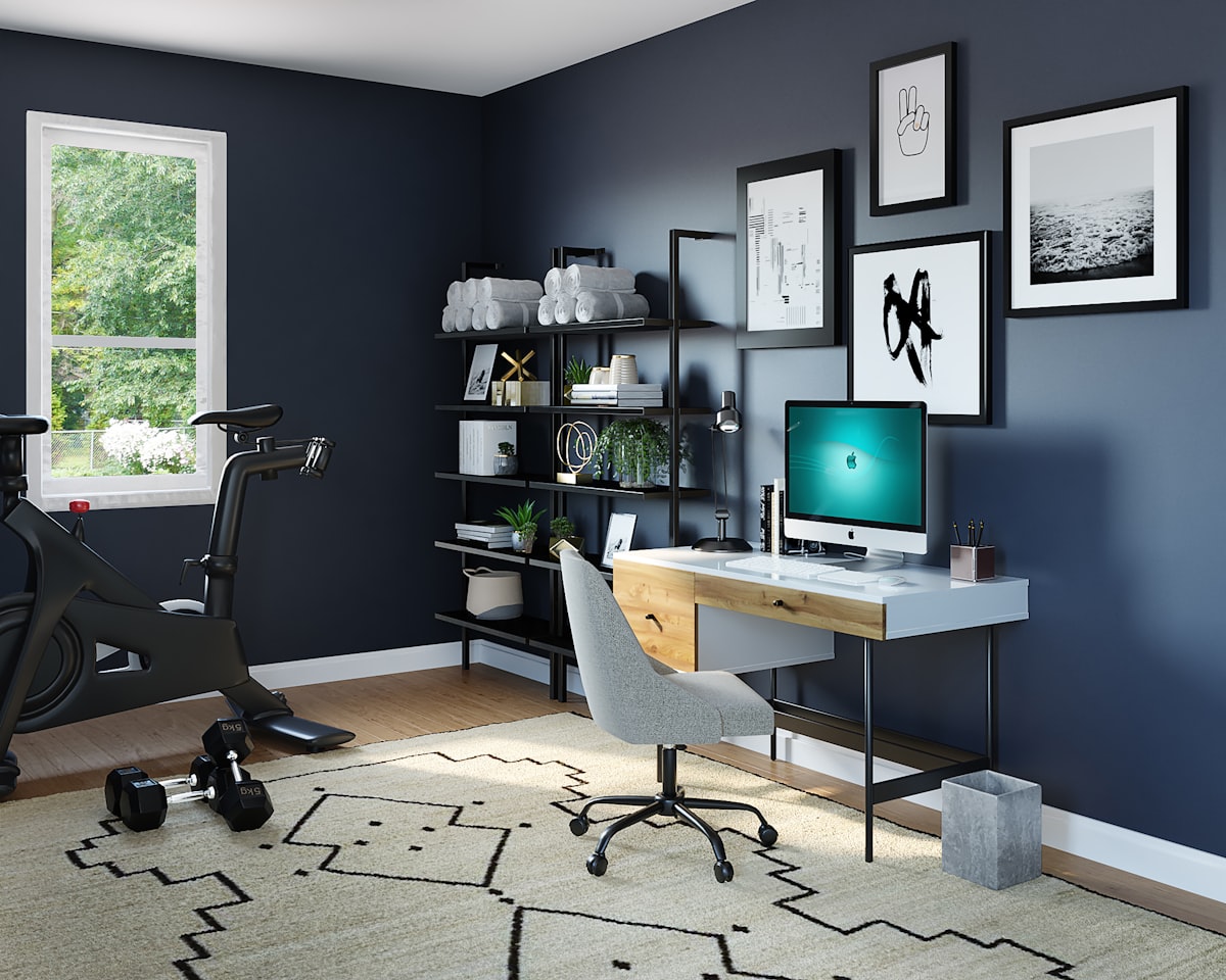 black flat screen computer monitor on brown wooden desk related to Transform Your Space with a Granite Top Sideboard