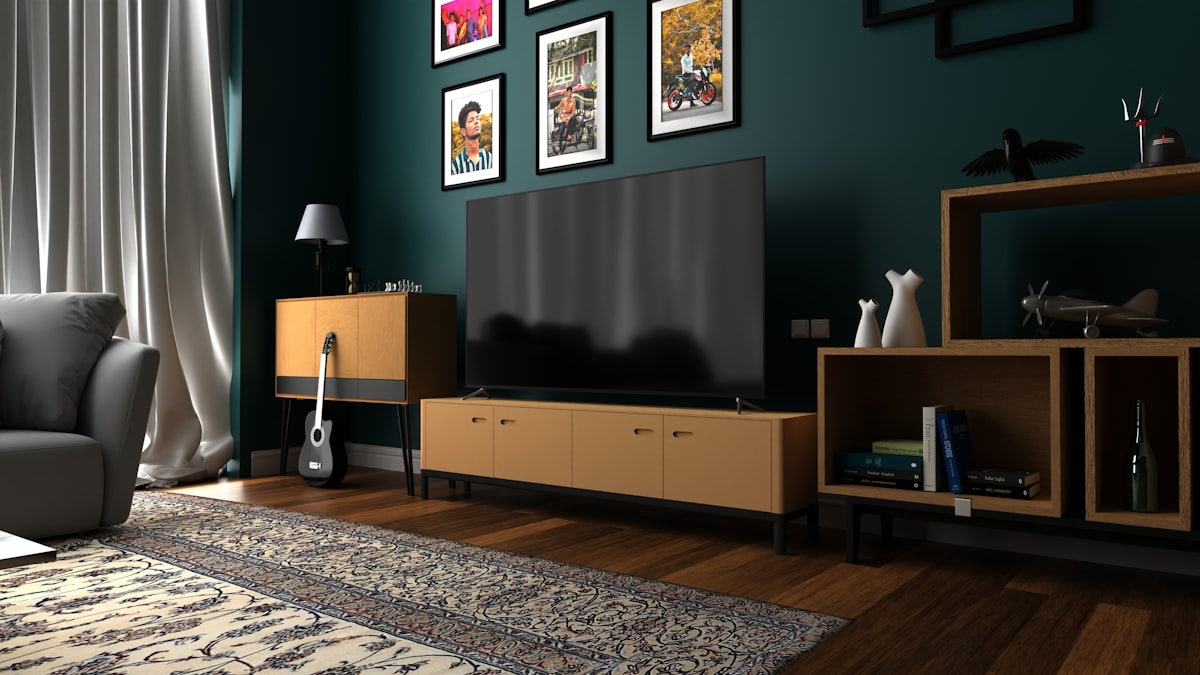 black flat screen tv on brown wooden tv rack related to Elevate Your Home Theater Experience with TV Sideboards Furniture