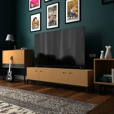 black flat screen tv on brown wooden tv rack related to Elevate Your Home Theater Experience with TV Sideboards Furniture