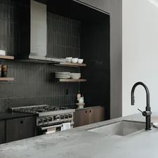 Black Kitchen 2/3 (IG: @clay.banks) related to 10 Decorating Ideas to Elevate Your Kitchen with Curtains and Valance