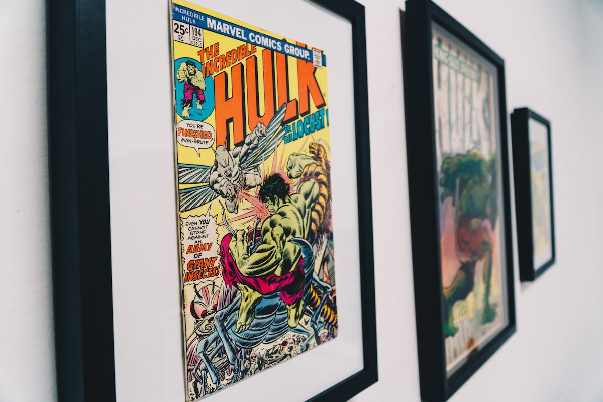 black wooden framed The Incredible Hulk comic book related to Transform Your Bedroom with Comic Book Bedding: A Fun and Unique Style