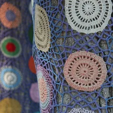 blue and multicolored textile related to Crochet Valance Curtains: A Touch of Elegance for Your Windows