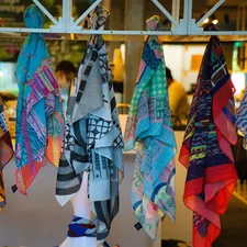 blue red and yellow textiles related to Scarf Valance Hanging Ideas: Transforming Your Windows with Style