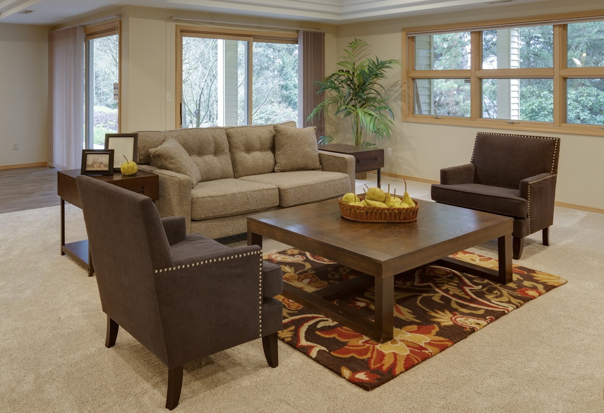 brown wooden coffee table related to Elevate Your Family Room with Stylish Valances