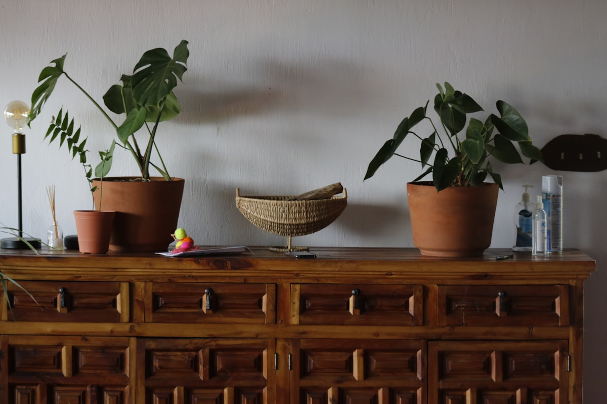 brown woven basket on brown wooden drawer related to Crafting Your Dream Space: A Step-by-Step Guide to Building a Sideboard
