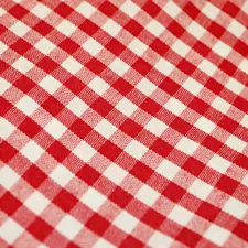 Closeup of cotton red and white gingham fabric. related to Red Gingham Valance