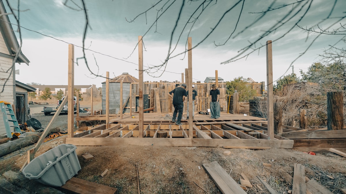 construction workers building a scene related to Nurturing Thriving Vegetation with Raised Beds