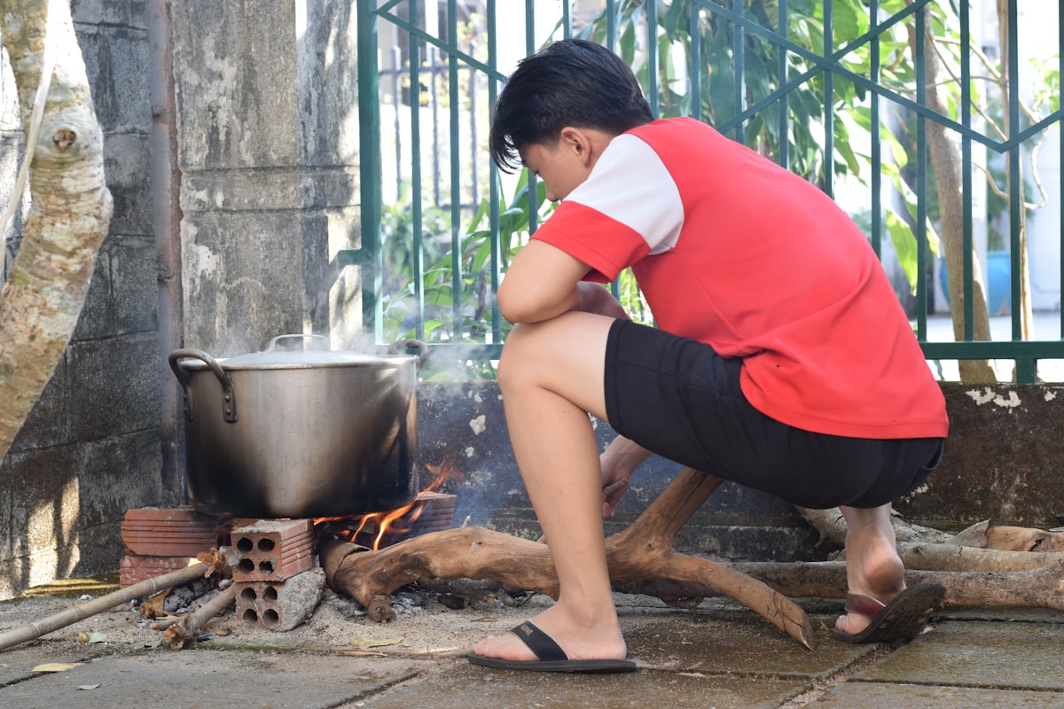Cooking banh chung for Tet related to Outdoor Cooking Chiminea