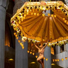 Depiction of Christ being crucified inside the Sagrada Familia, Barcelona, Spain. related to How to Decorate a Canopy Bed