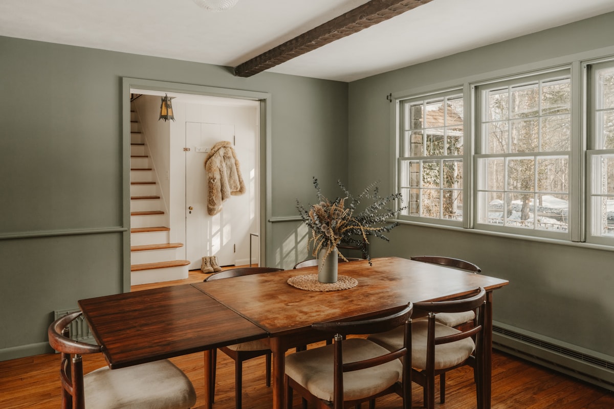 Dining Room (IG: @clay.banks) related to Elevate Your Home's First Impression with a Rustic Entryway Table
