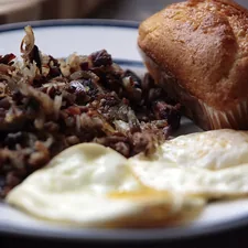Eggs, BBQ Brisket Hash and Corn Muffin related to Discover the Charm of Franklin, TN: A Bed and Breakfast Getaway