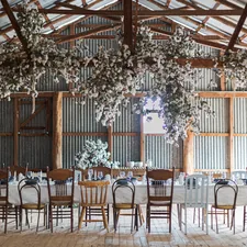 flowers, cotton foliage, table setting, cotton flower installation, floral installation, celebration, table, kinfolk related to Add Rustic Charm with Stunning Curtain Valances