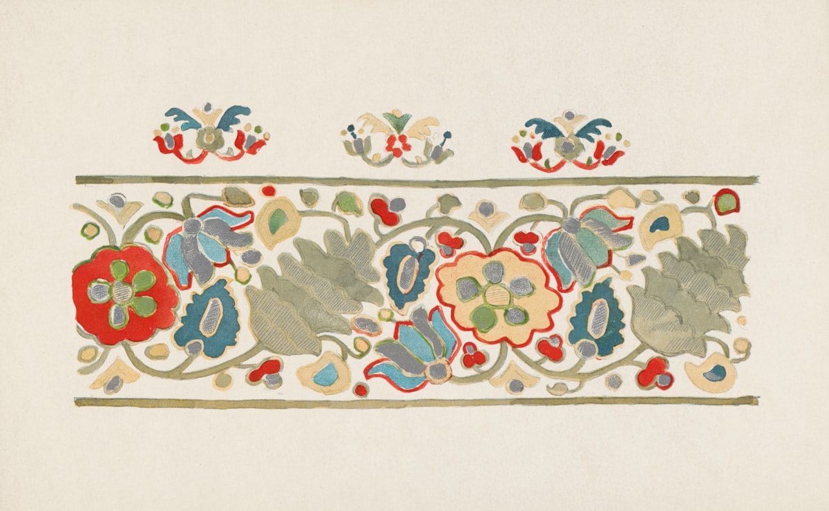 General Research Division, The New York Public Library. "Motivy ukrainskago ornamenta" The New York Public Library Digital Collections. 1900. https://digitalcollections.nypl.org/items/91c7f960-4bd7-013b-b65c-0242ac110003 related to The Timeless Beauty of Austrian Valance Patterns