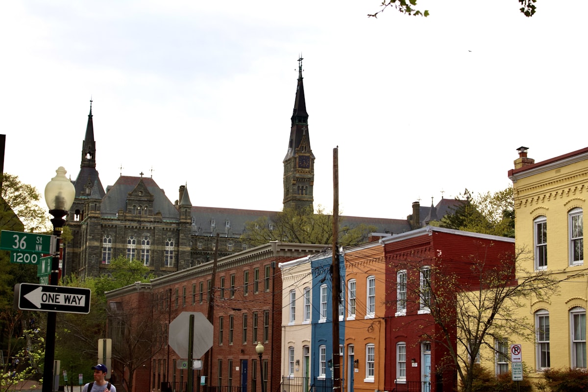 Georgetown University, DC. Depicted are Healy Hall and Alumni Square. related to Discover the Charm of Georgetown SC: A Bed and Breakfast Getaway