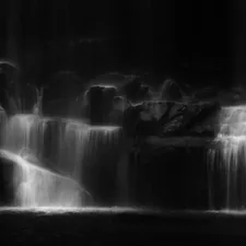 grayscale photo of water falls related to Black Waterfall Valance: Add Drama & Sophistication to Your Space