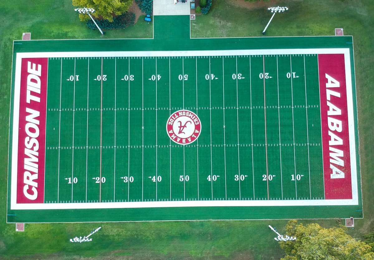 green and white football field related to Revamp Your Bedroom with the Best Alabama Bed Sets