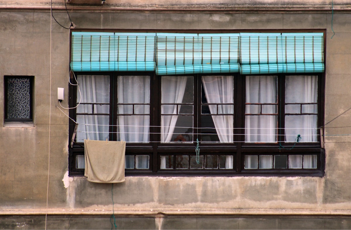 grey concrete house related to Gray Window Valance