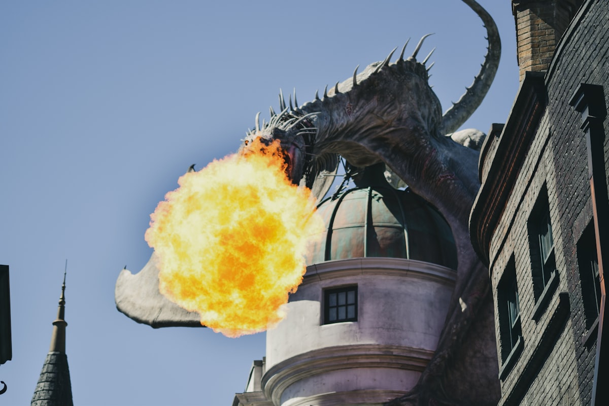 Gringott's Dragon throwing flames on Universal Studios related to How to Train Your Dragon Bedding: Transform Your Bedroom into a Viking Haven