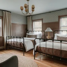 Guest Room (IG: @clay.banks) related to Twin Bed Coverlets