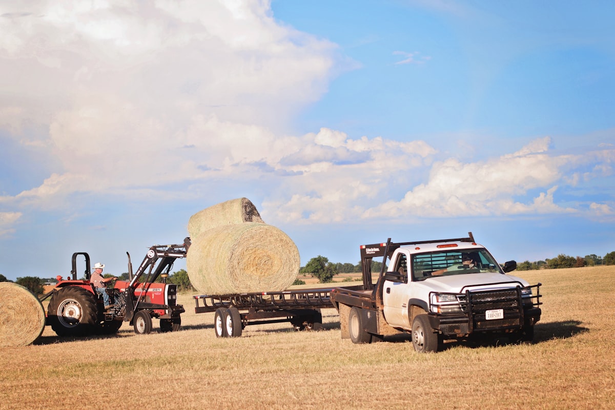 Hauling hay Texas ranch life  related to Bale Bed Trucks for Sale: Find the Perfect Vehicle for Your Farming Needs
