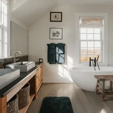 His and Hers Bathroom 1/2 (IG: @clay.banks) related to Bathroom Window Valances: A Comprehensive Guide