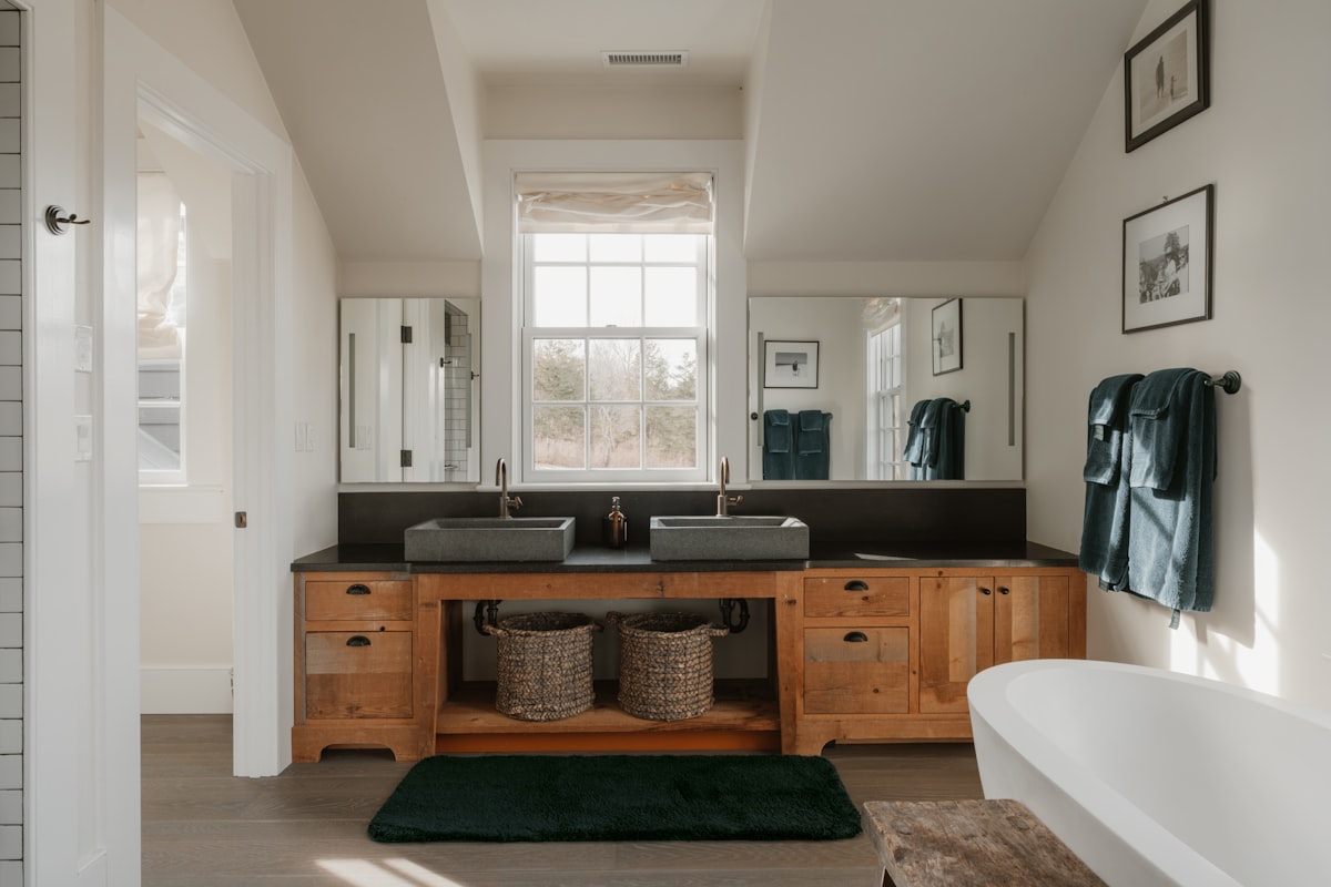 His and Hers Bathroom 2/2 (IG: @clay.banks) related to Elegant Valances for Small Bathroom Windows