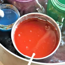 If you use my photos please consider making a small donation here https://www.buymeacoffee.com/KerinGedge :) Melting wax in boiling water on the stove related to Add a Pop of Color to Your Windows with a Blue Swag Valance