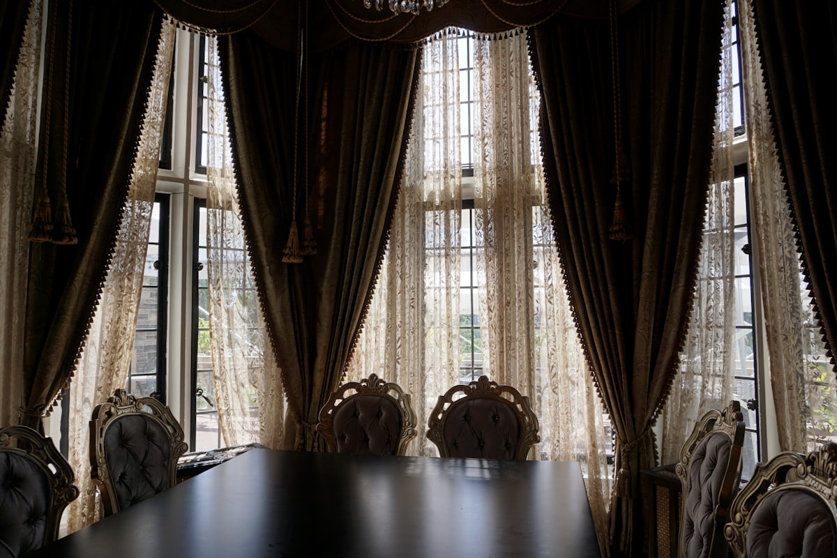 Indoor dining room.  related to Create Elegant Window Treatments: A Guide on How to Make Valances