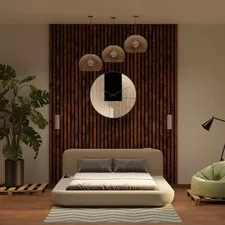 Japandi Bedroom Archviz related to Enhance Your Bedroom's Ambiance with Chic Window Valances