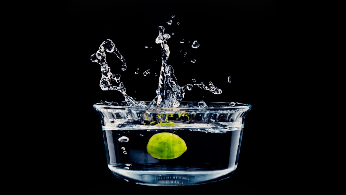 Lemon falling in a bowl of water related to Make a Splash with Bubble Guppies Bedding